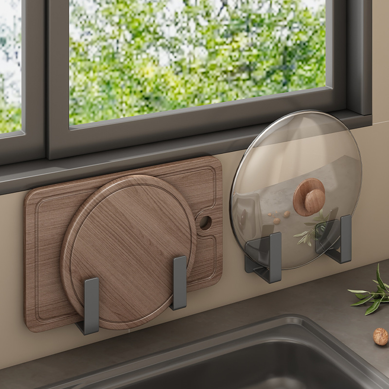 Food Storage Shelving - حامل أغطية الأواني بدون ثقب، رف