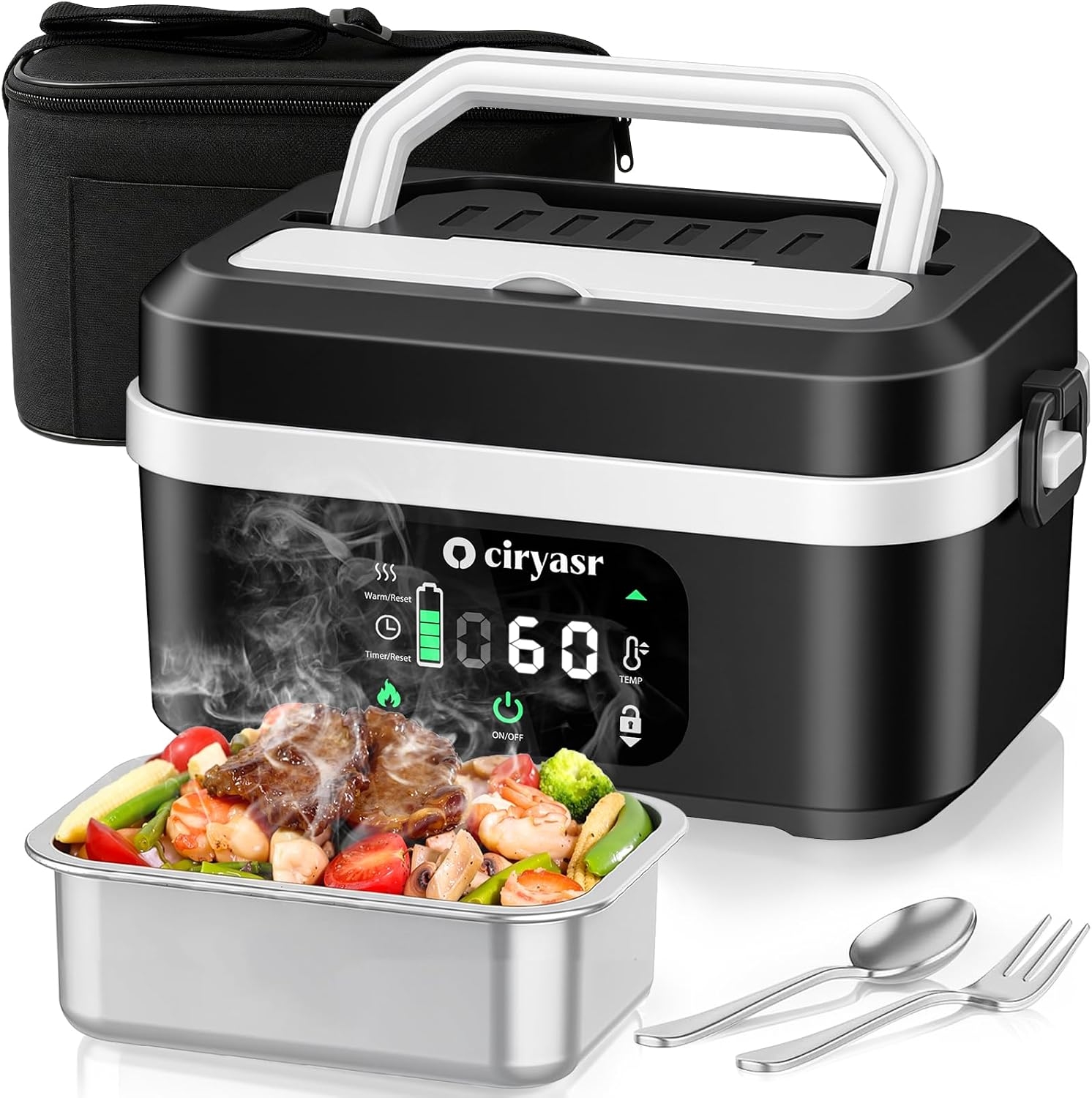 Food Storage Warmer - صندوق غداء كهربائي قوي، سعة 1.35