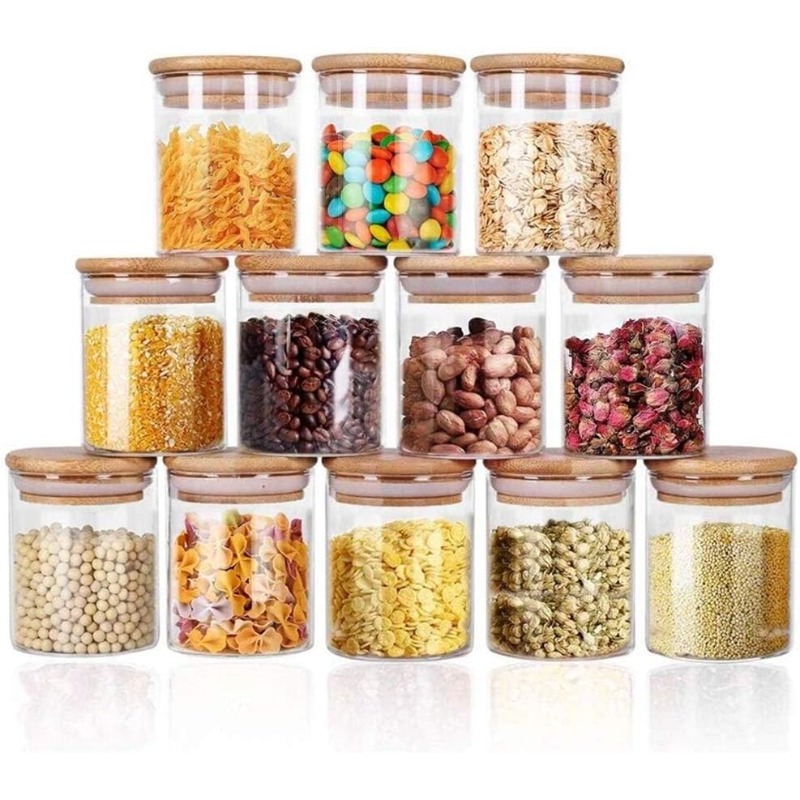 Food Storage Glass Containers Large - مجموعة برطمانات زجاجية مكونة من 12