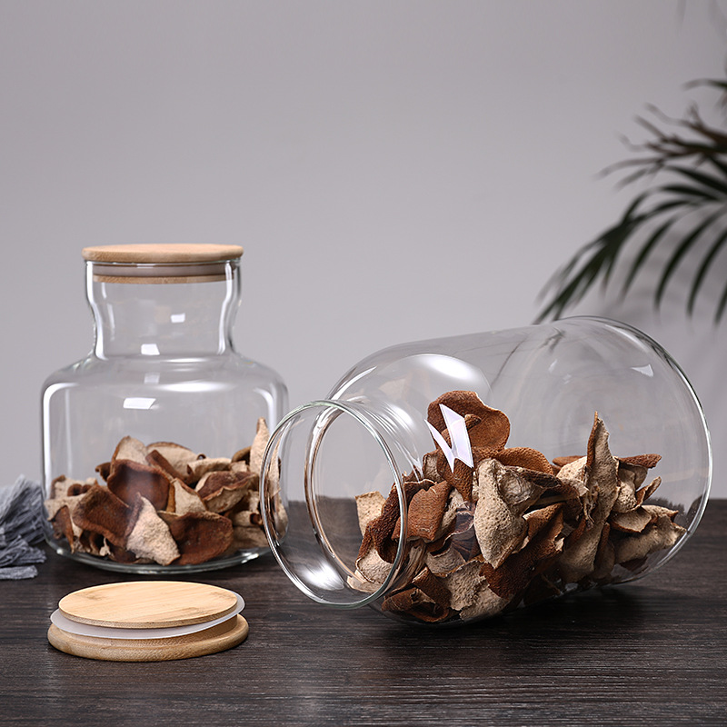 Food Storage Glass Containers Large - 3800 مللي غطاء من البامبو الزجاج