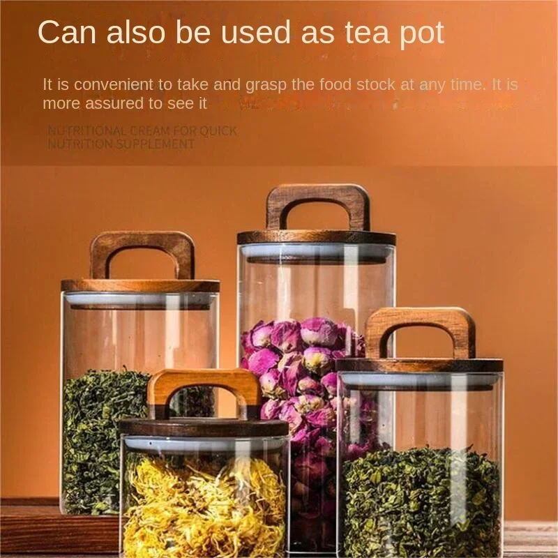 800-2100 مللي غطاء الخشب جرة ز - مراجعة Food Storage Glass Containers Large وسعره