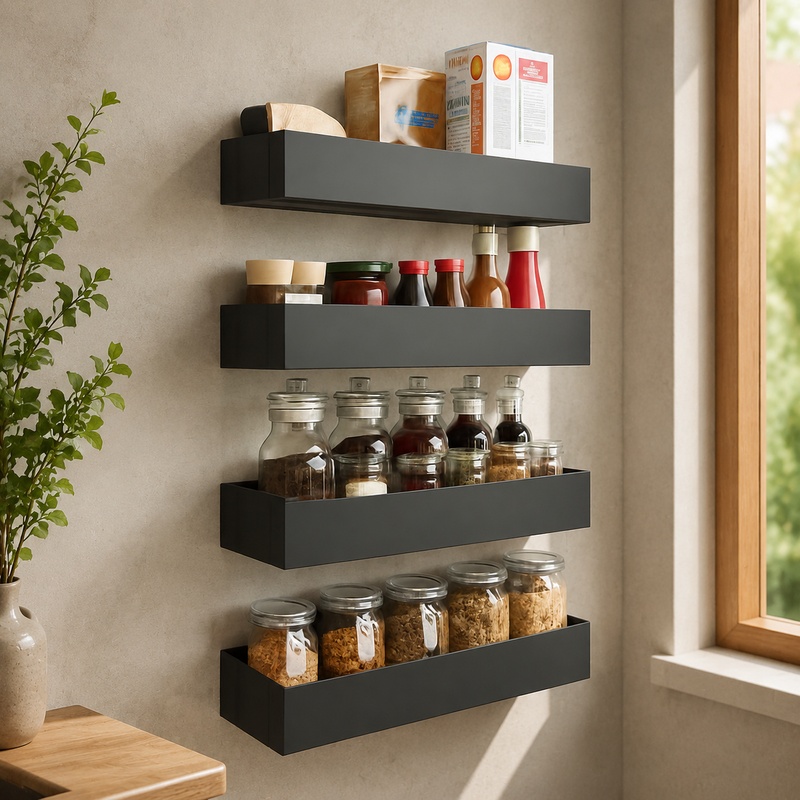 رف حديدي مغناطيسي أسود لتخزين  - مراجعة Food Storage Shelving وسعره