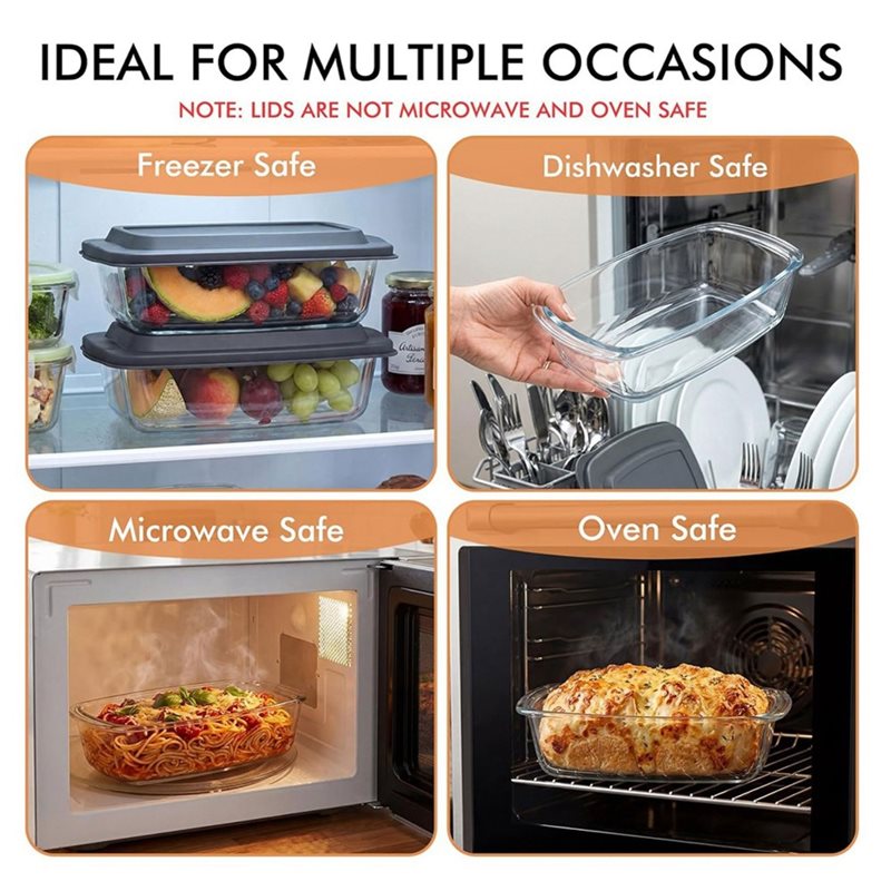 صينية خبز زجاجية من FYBL، عبوة - مراجعة Food Storage Glass Containers Large وسعره