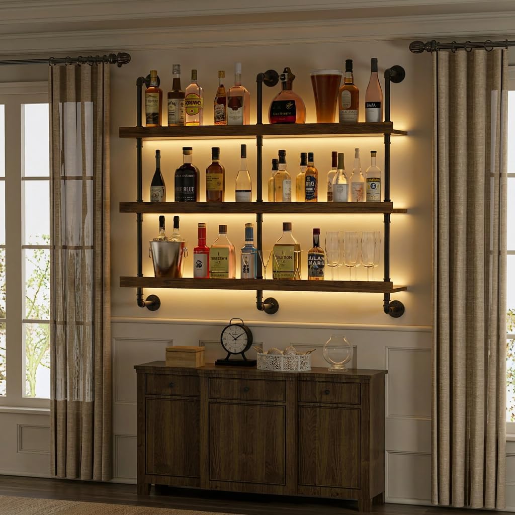 رف نبيذ معلق على الحائط مع إضا - مراجعة Food Storage Shelving وسعره