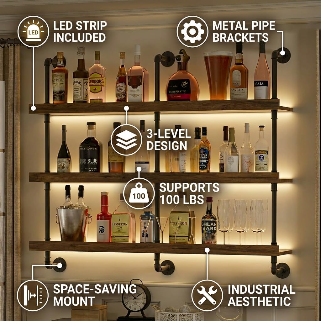 رف نبيذ معلق على الحائط مع إضا - مراجعة Food Storage Shelving وسعره